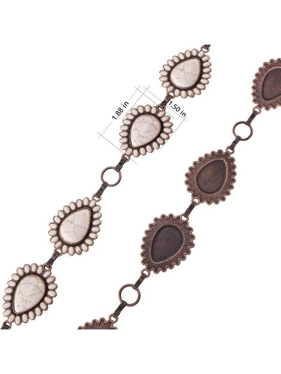 Turquoise Western Concho Chain Belt for Women | Adjustable Boho Cowgirl Body main image 2